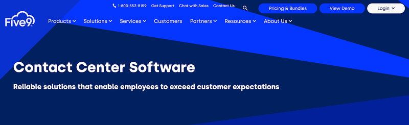 Screenshot of Five9's website homepage